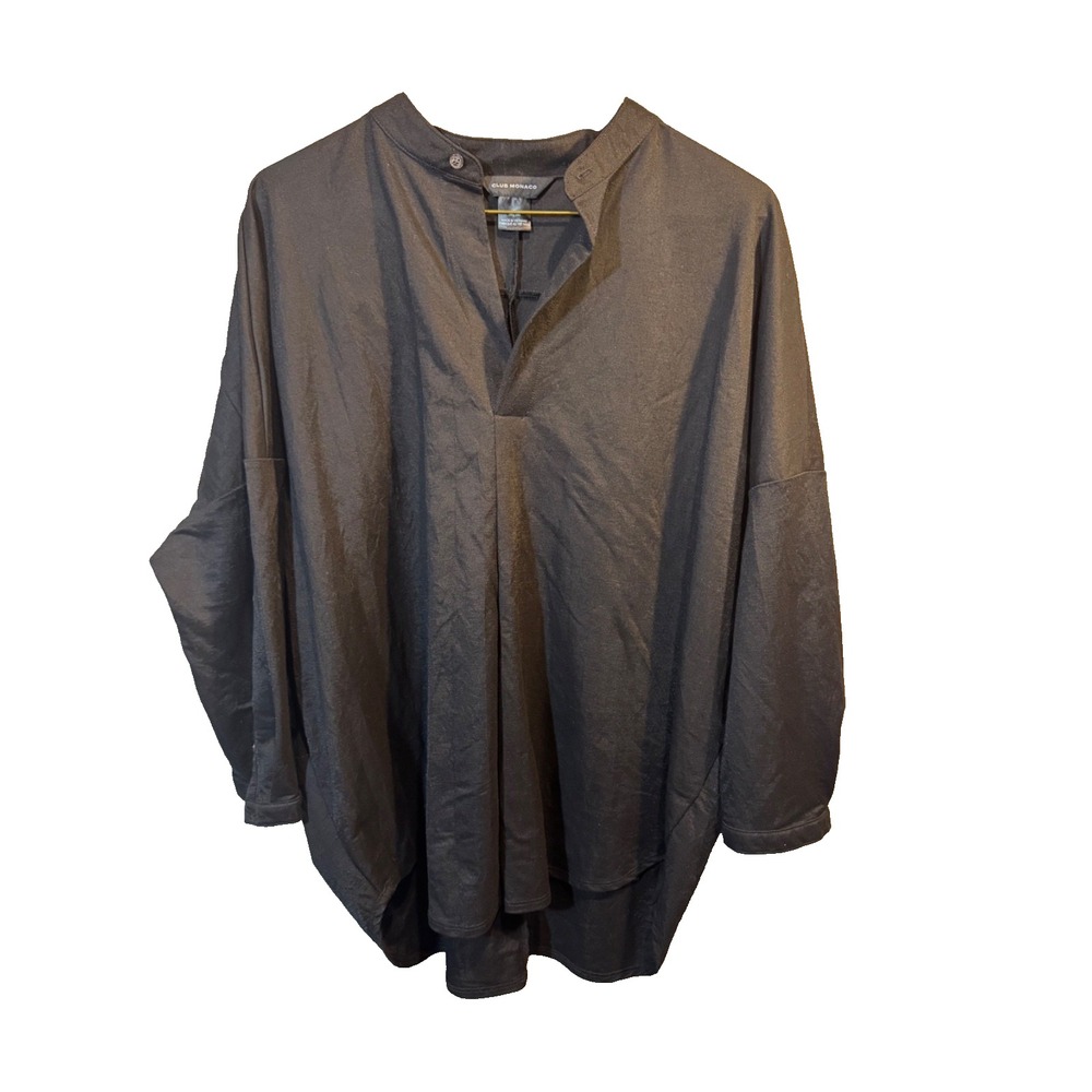 Club Monaco Women's size Medium black Blouse 3/4 Sleeves viscose nylon blend